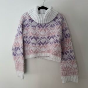 Wild Fable Turtleneck Pullover Sweater - Pink/Purple Fair Isle- Small